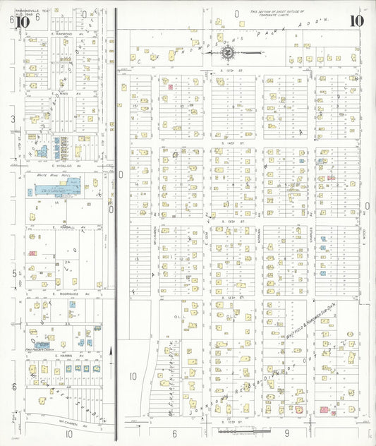 Sanborn Fire Insurance Map from Raymondville, Willacy County, Texas (1948), Sheet #0010 - Historic Sanborn Fire Insurance Map Print, vintage old map wall art, antique decor, genealogy gift, Texas Texas map