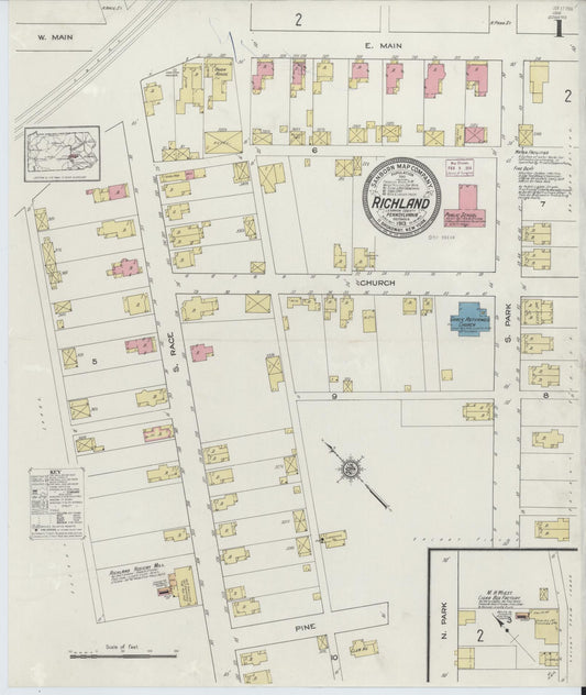 Sanborn Fire Insurance Map from Richland, Lebanon County, Pennsylvania (1913), Sheet #0001 - Historic Sanborn Fire Insurance Map Print, vintage old map wall art, antique decor, genealogy gift, Pennsylvania Pennsylvania map