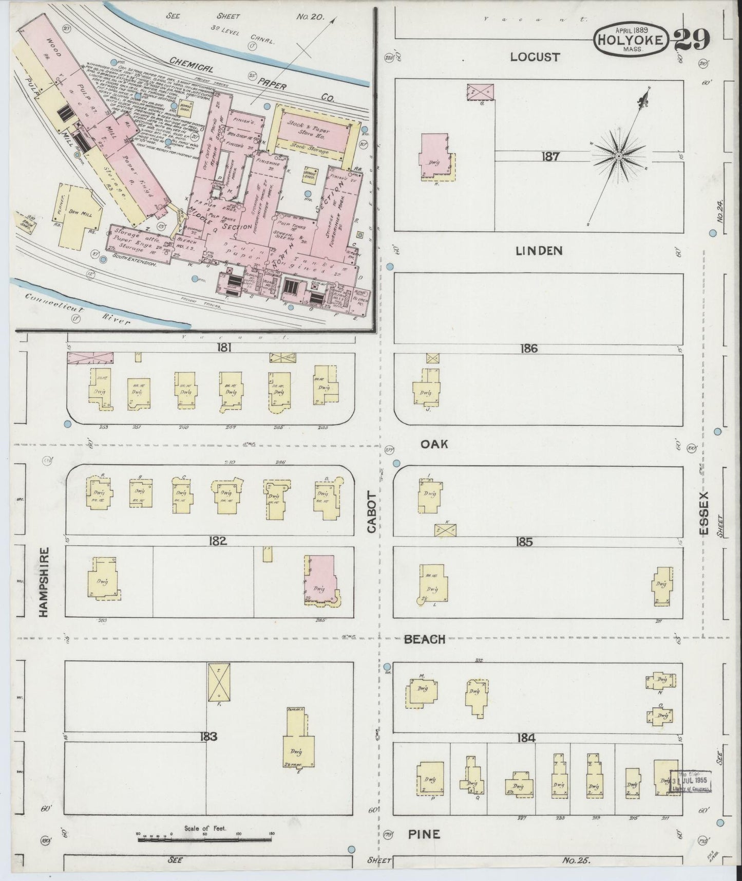 Sanborn Fire Insurance Map from Holyoke, Hampden County, Massachusetts (1889), Sheet #0029 - Complete Map Set gallery image, historic Sanborn map, vintage wall art, Massachusetts Massachusetts