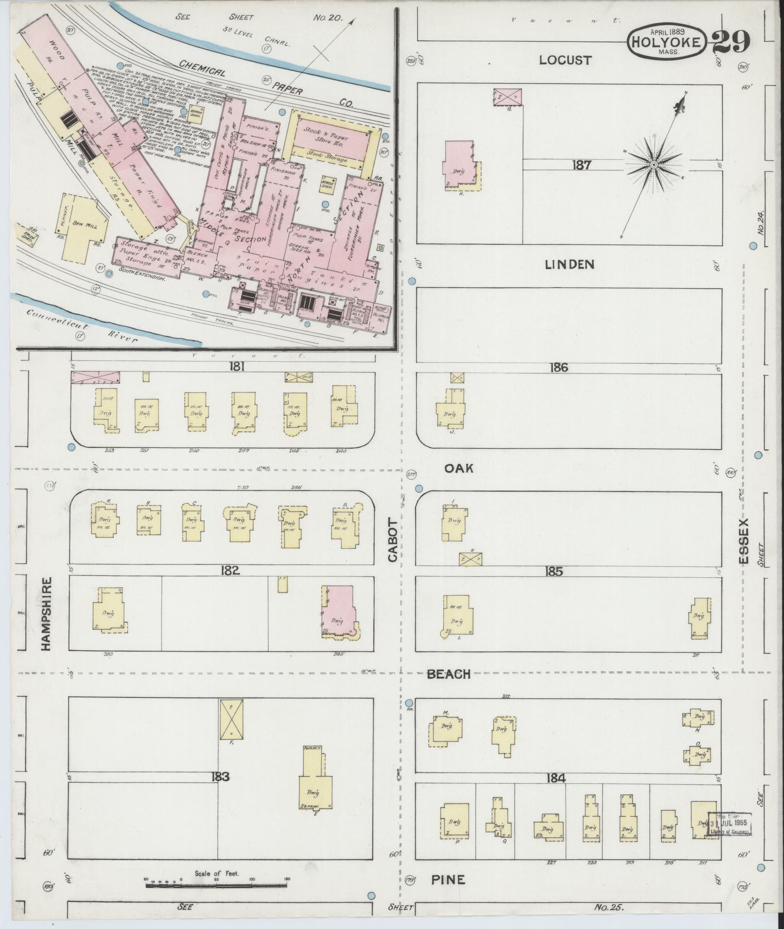 Sanborn Fire Insurance Map from Holyoke, Hampden County, Massachusetts (1889), Sheet #0029 - Complete Map Set gallery image, historic Sanborn map, vintage wall art, Massachusetts Massachusetts