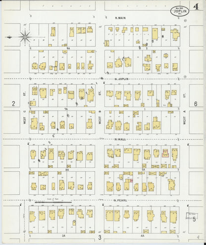 Sanborn Fire Insurance Map from Joplin, Jasper County, Missouri (1900), Sheet #0004 - Complete Map Set gallery image, historic Sanborn map, vintage wall art, Missouri Missouri