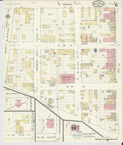 Sanborn Fire Insurance Map from Williston, Williams County, North Dakota (1913), Sheet #0006 - Complete Map Set gallery image, historic Sanborn map, vintage wall art, North Dakota North Dakota
