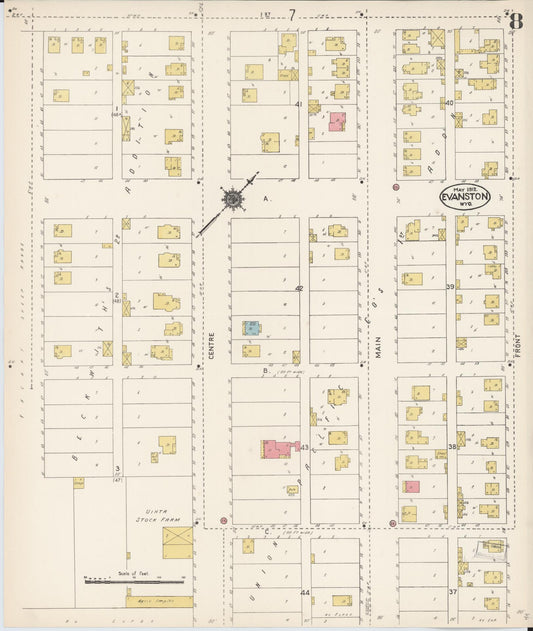 Sanborn Fire Insurance Map from Evanston, Uinta County, Wyoming (1912), Sheet #0008 - Historic Sanborn Fire Insurance Map Print, vintage old map wall art, antique decor, genealogy gift, Wyoming Wyoming map