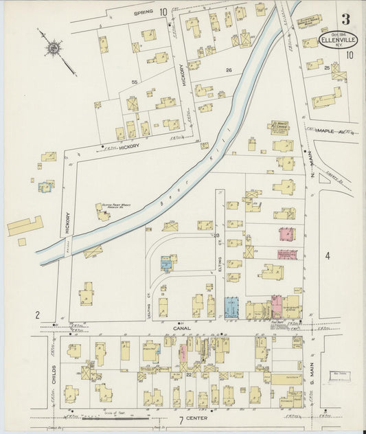 Sanborn Fire Insurance Map from Ellenville, Ulster County, New York (1914), Sheet #0003 - Historic Sanborn Fire Insurance Map Print, vintage old map wall art, antique decor, genealogy gift, New York New York map
