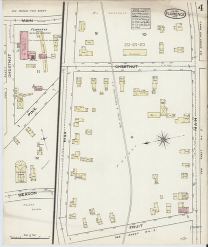 Sanborn Fire Insurance Map from Florence, Hampshire County, Massachusetts (1884), Sheet #0004 - Complete Map Set gallery image, historic Sanborn map, vintage wall art, Massachusetts Massachusetts