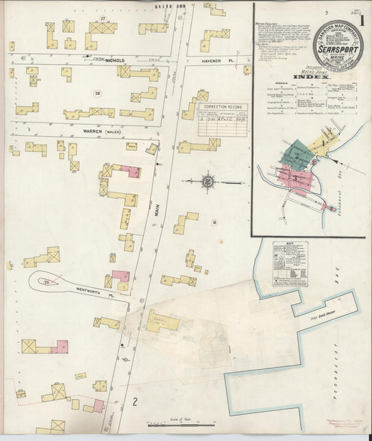 Sanborn Fire Insurance Map from Searsport, Waldo County, Maine (1933), Sheet #0001 - Complete Map Set gallery image, historic Sanborn map, vintage wall art, Maine Maine