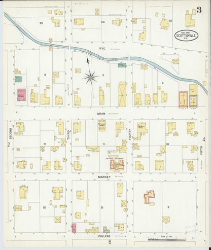 Sanborn Fire Insurance Map from Scottsville, Allen County, Kentucky (1908), Sheet #0003 - Complete Map Set gallery image, historic Sanborn map, vintage wall art, Kentucky Kentucky