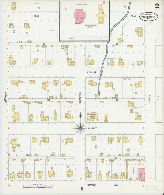 Sanborn Fire Insurance Map from Whitewright, Grayson County, Texas (1900), Sheet #0002 - Historic Sanborn Fire Insurance Map Print, vintage old map wall art, antique decor, genealogy gift, Texas Texas map