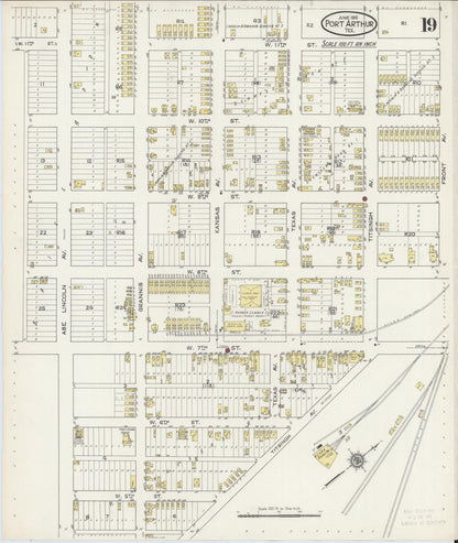 Sanborn Fire Insurance Map from Port Arthur, Jefferson County, Texas (1915), Sheet #0019 - Complete Map Set gallery image, historic Sanborn map, vintage wall art, Texas Texas