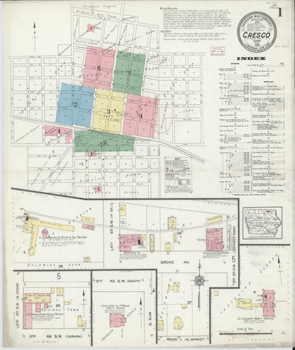 Sanborn Fire Insurance Map from Cresco, Howard County, Iowa (1914), Sheet #0001 - Historic Sanborn Fire Insurance Map Print