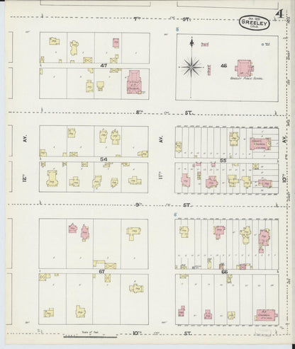 Sanborn Fire Insurance Map from Greeley, Weld County, Colorado (1891), Sheet #0004 - Complete Map Set gallery image, historic Sanborn map, vintage wall art, Colorado Colorado