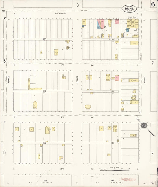 Sanborn Fire Insurance Map from Buhl, Twin Falls County, Idaho (1911), Sheet #0006 - Historic Sanborn Fire Insurance Map Print, vintage old map wall art, antique decor, genealogy gift, Falls Idaho map
