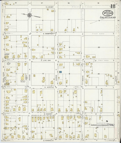 Sanborn Fire Insurance Map from McComb, Pike County, Mississippi (1918), Sheet #0018 - Complete Map Set gallery image, historic Sanborn map, vintage wall art, Mississippi Mississippi