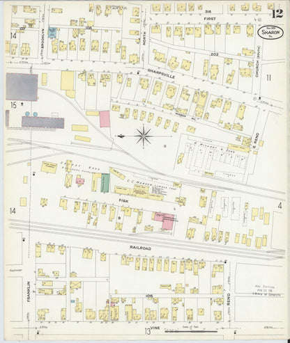 Sanborn Fire Insurance Map from Sharon, Mercer County, Pennsylvania (1908), Sheet #0012 - Complete Map Set gallery image, historic Sanborn map, vintage wall art, Pennsylvania Pennsylvania