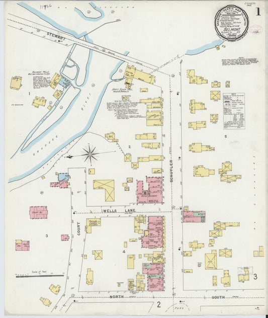 Sanborn Fire Insurance Map from Belmont, Allegany County, New York (1897), Sheet #0001 - Historic Sanborn Fire Insurance Map Print, vintage old map wall art, antique decor, genealogy gift, New York New York map