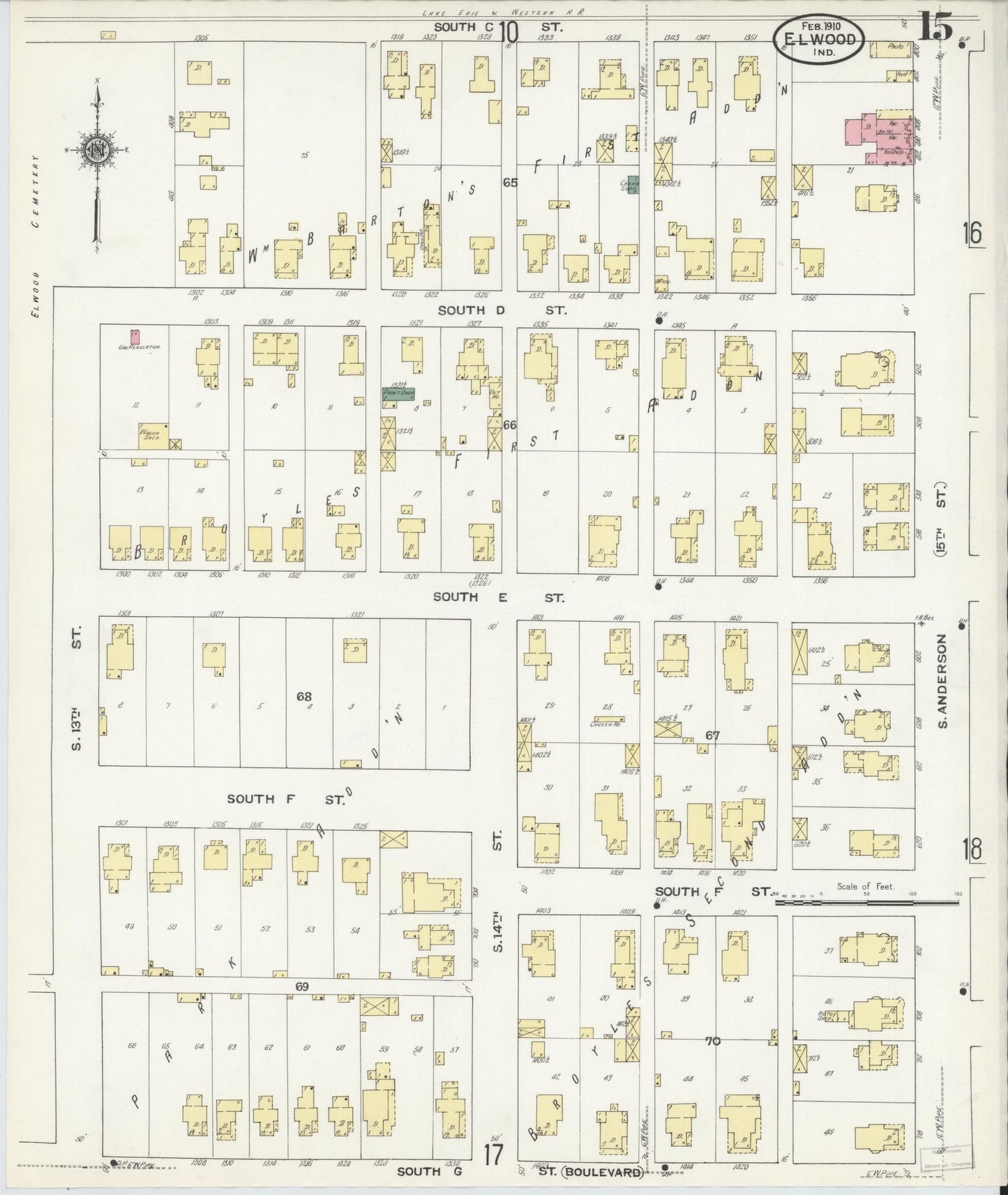 Sanborn Fire Insurance Map from Elwood, Madison County, Indiana (1910), Sheet #0015 - Complete Map Set gallery image, historic Sanborn map, vintage wall art, Indiana Indiana