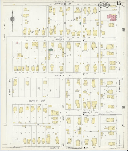 Sanborn Fire Insurance Map from Elwood, Madison County, Indiana (1910), Sheet #0015 - Complete Map Set gallery image, historic Sanborn map, vintage wall art, Indiana Indiana