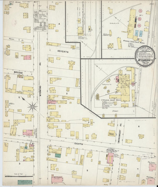 Sanborn Fire Insurance Map from Wyoming, Luzerne County, Pennsylvania (1897), Sheet #0001 - Historic Sanborn Fire Insurance Map Print, vintage old map wall art, antique decor, genealogy gift, Wyoming Wyoming map