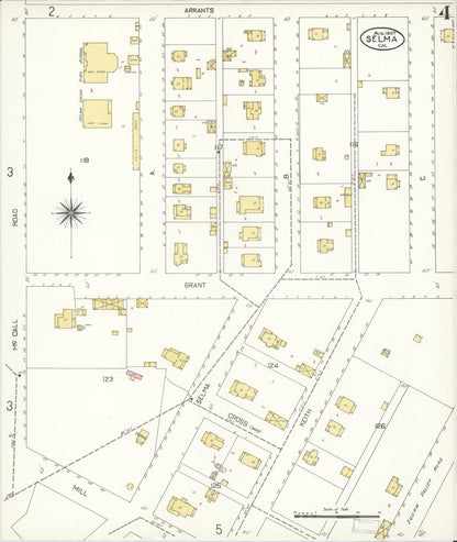 Sanborn Fire Insurance Map from Selma, Fresno County, California (1907), Sheet #0004 - Complete Map Set gallery image, historic Sanborn map, vintage wall art, California California