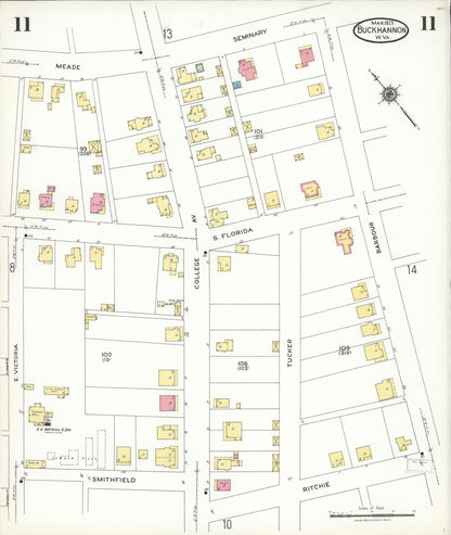 Sanborn Fire Insurance Map from Buckhannon, Upshur County, West Virginia (1923), Sheet #0011 - Complete Map Set gallery image, historic Sanborn map, vintage wall art, West Virginia West Virginia