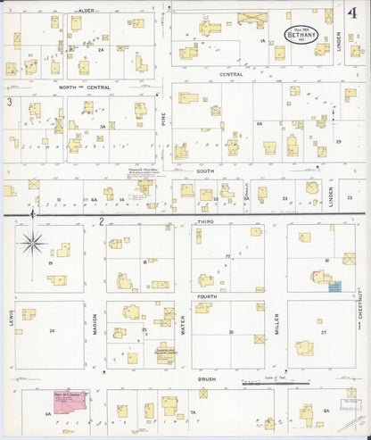 Sanborn Fire Insurance Map from Bethany, Harrison County, Missouri (1909), Sheet #0004 - Complete Map Set gallery image, historic Sanborn map, vintage wall art, Missouri Missouri