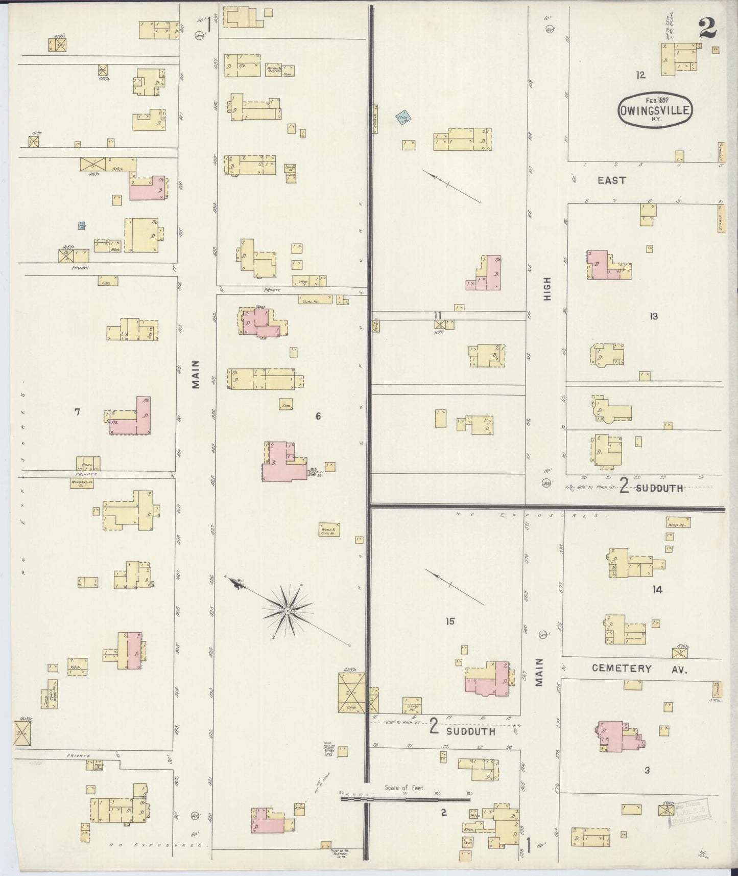 Sanborn Fire Insurance Map from Owingsville, Bath County, Kentucky (1897), Sheet #0002 - Complete Map Set gallery image, historic Sanborn map, vintage wall art, Kentucky Kentucky