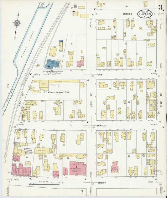 Sanborn Fire Insurance Map from Fulton, Oswego County, New York (1911), Sheet #0003 - Historic Sanborn Fire Insurance Map Print, vintage old map wall art, antique decor, genealogy gift, New York New York map