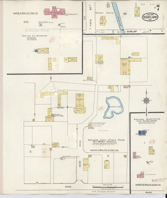 Sanborn Fire Insurance Map from Kentland, Newton County, Indiana (1942), Sheet #0007 - Historic Sanborn Fire Insurance Map Print, vintage old map wall art, antique decor, genealogy gift, Indiana Indiana map