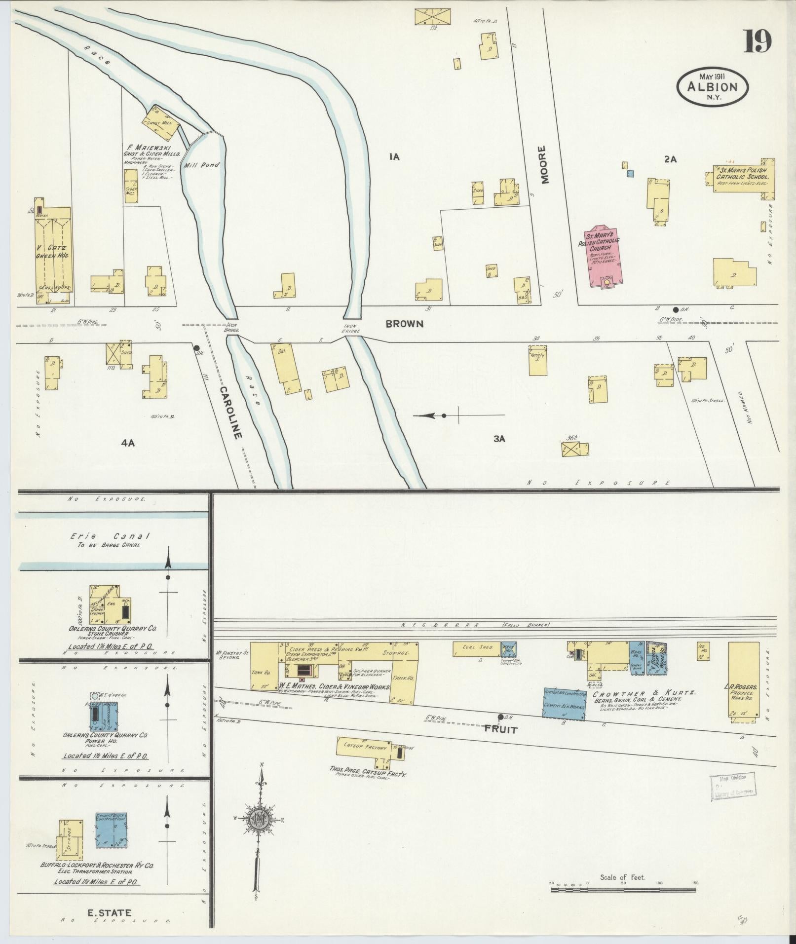 Sanborn Fire Insurance Map from Albion, Orleans County, New York (1911), Sheet #0019 - Complete Map Set gallery image, historic Sanborn map, vintage wall art, New York New York