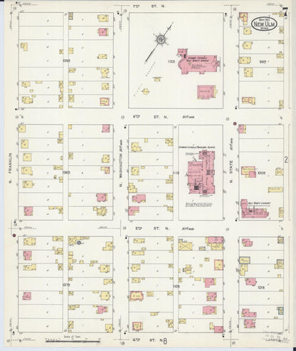 Sanborn Fire Insurance Map from New Ulm, Brown County, Minnesota (1913), Sheet #0007 - Complete Map Set gallery image, historic Sanborn map, vintage wall art, Minnesota Minnesota