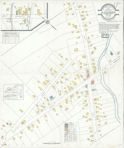 Sanborn Fire Insurance Map from Alexander, Genesee County, New York (1933), Sheet #0001 - Historic Sanborn Fire Insurance Map Print, vintage old map wall art, antique decor, genealogy gift, New York New York map