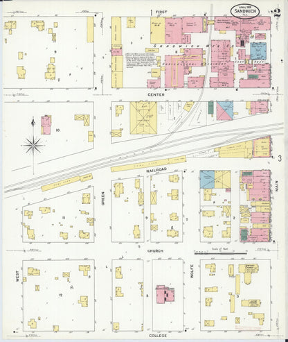 Sanborn Fire Insurance Map from Sandwich, De Kalb County, Illinois (1909), Sheet #0002 - Complete Map Set gallery image, historic Sanborn map, vintage wall art, Illinois Illinois