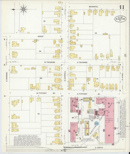 Sanborn Fire Insurance Map from Kinston, Lenoir County, North Carolina (1908), Sheet #0011 - Historic Sanborn Fire Insurance Map Print, vintage old map wall art, antique decor, genealogy gift, North Carolina North Carolina map
