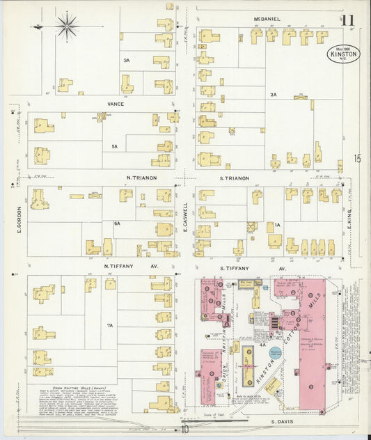 Sanborn Fire Insurance Map from Kinston, Lenoir County, North Carolina (1908), Sheet #0011 - Historic Sanborn Fire Insurance Map Print, vintage old map wall art, antique decor, genealogy gift, North Carolina North Carolina map