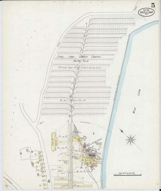 Sanborn Fire Insurance Map from Shell Lake, Washburn County, Wisconsin (1898), Sheet #0005 - Historic Sanborn Fire Insurance Map Print, vintage old map wall art, antique decor, genealogy gift, Wisconsin Wisconsin map