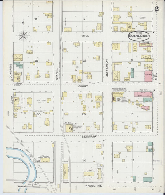 Sanborn Fire Insurance Map from Richland Center, Richland County, Wisconsin (1892), Sheet #0002 - Historic Sanborn Fire Insurance Map Print, vintage old map wall art, antique decor, genealogy gift, Wisconsin Wisconsin map
