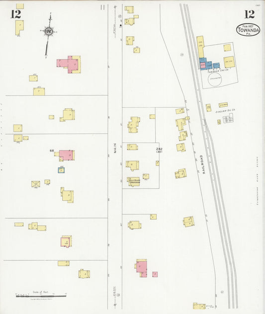 Sanborn Fire Insurance Map from Towanda, Bradford County, Pennsylvania (1927), Sheet #0012 - Historic Sanborn Fire Insurance Map Print, vintage old map wall art, antique decor, genealogy gift, Pennsylvania Pennsylvania map