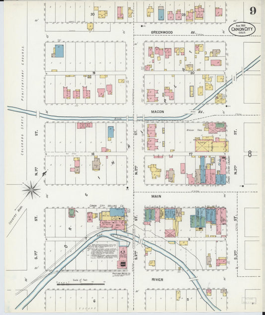 Sanborn Fire Insurance Map from Canon City, Fremont County, Colorado (1901), Sheet #0009 - Historic Sanborn Fire Insurance Map Print, vintage old map wall art, antique decor, genealogy gift, Colorado Colorado map