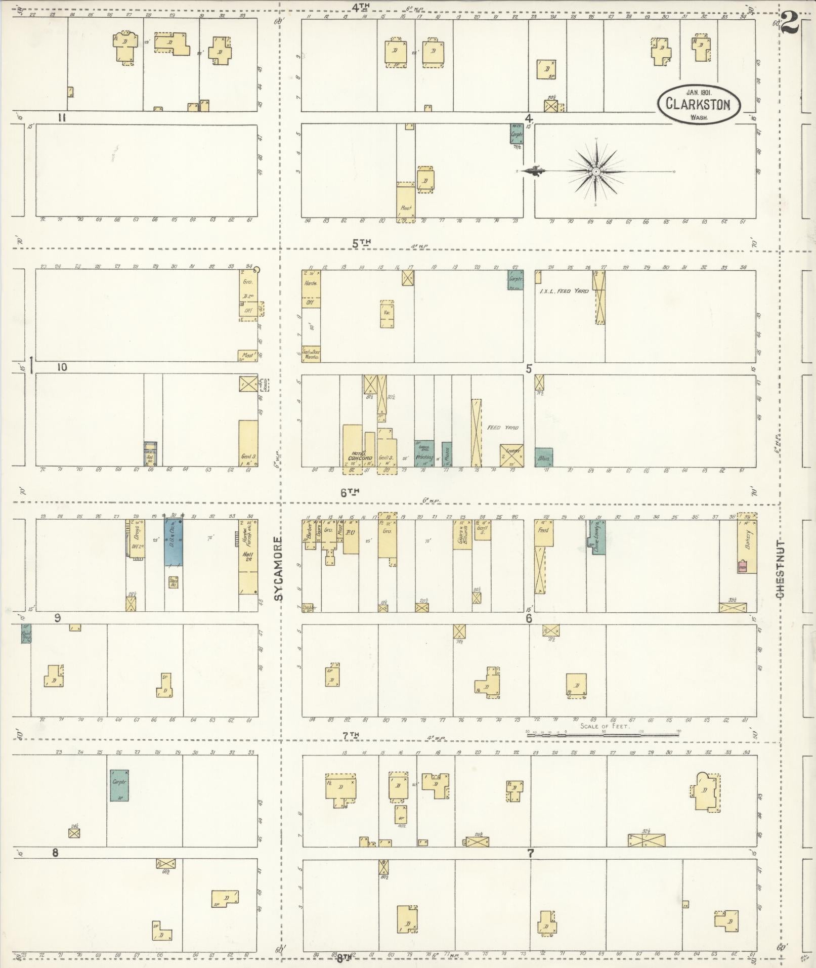 Sanborn Fire Insurance Map from Clarkston, Asotin County, Washington (1901), Sheet #0002 - Complete Map Set gallery image, historic Sanborn map, vintage wall art, Washington Washington