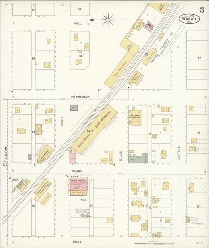 Sanborn Fire Insurance Map from Wasco, Sherman County, Oregon (1905), Sheet #0003 - Complete Map Set gallery image, historic Sanborn map, vintage wall art, Oregon Oregon