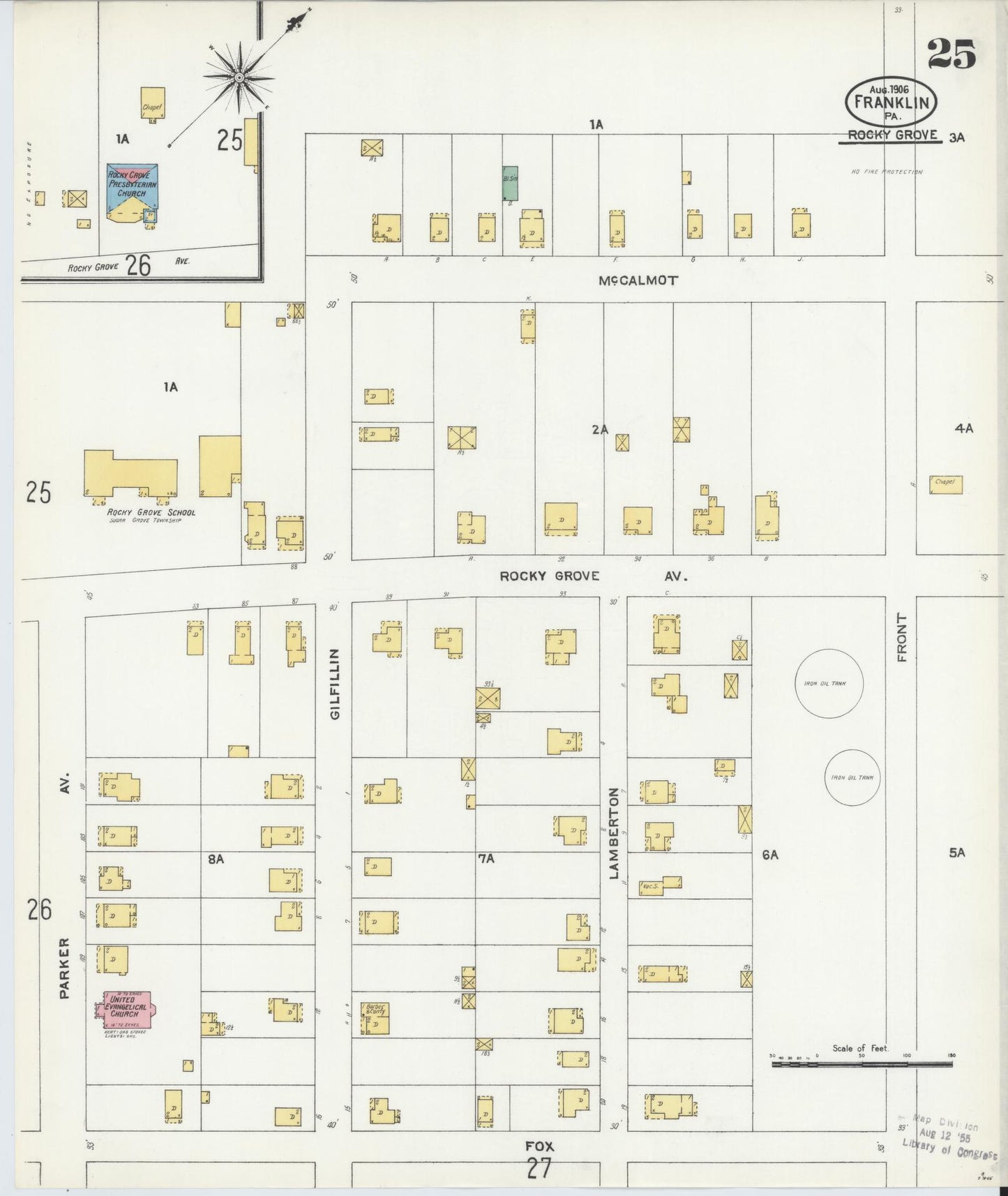 Sanborn Fire Insurance Map from Franklin, Venango County, Pennsylvania (1906), Sheet #0025 - Complete Map Set gallery image, historic Sanborn map, vintage wall art, Pennsylvania Pennsylvania