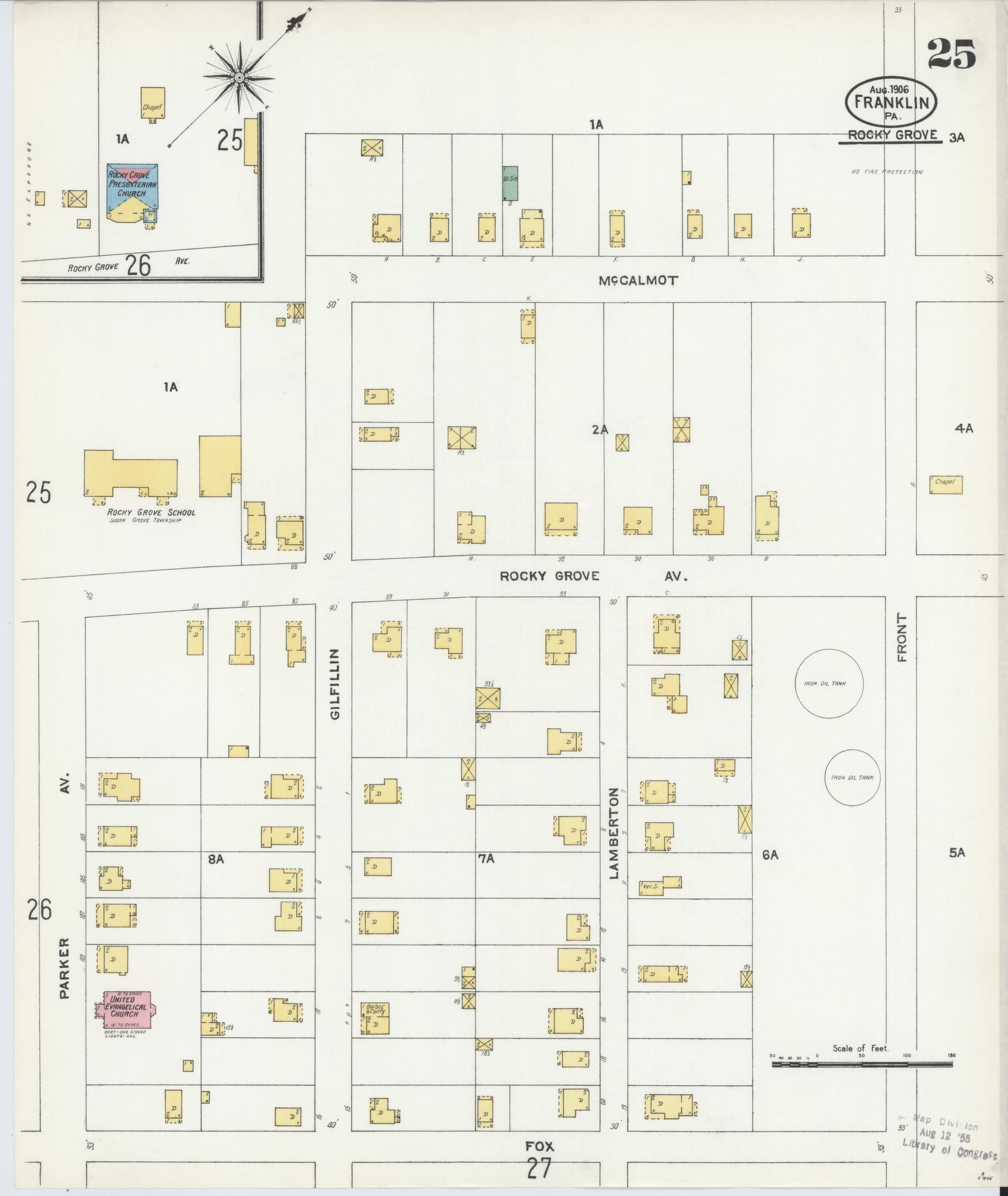 Sanborn Fire Insurance Map from Franklin, Venango County, Pennsylvania (1906), Sheet #0025 - Complete Map Set gallery image, historic Sanborn map, vintage wall art, Pennsylvania Pennsylvania