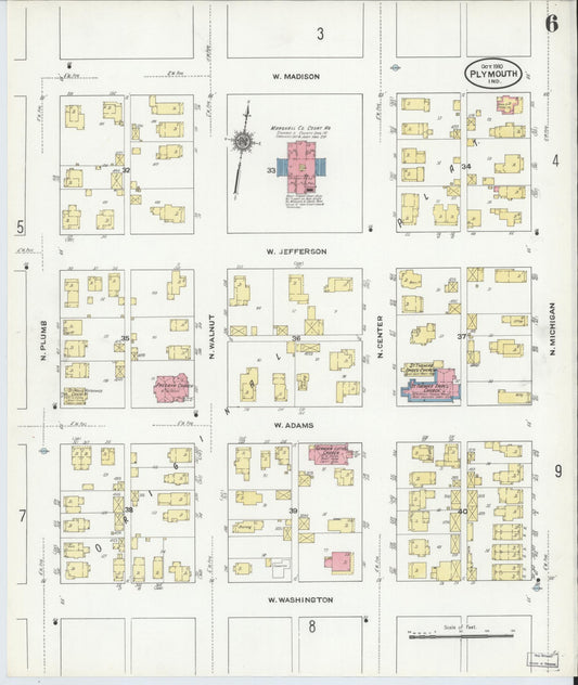 Sanborn Fire Insurance Map from Plymouth, Marhshall County, Indiana (1910), Sheet #0006 - Historic Sanborn Fire Insurance Map Print, vintage old map wall art, antique decor, genealogy gift, Indiana Indiana map