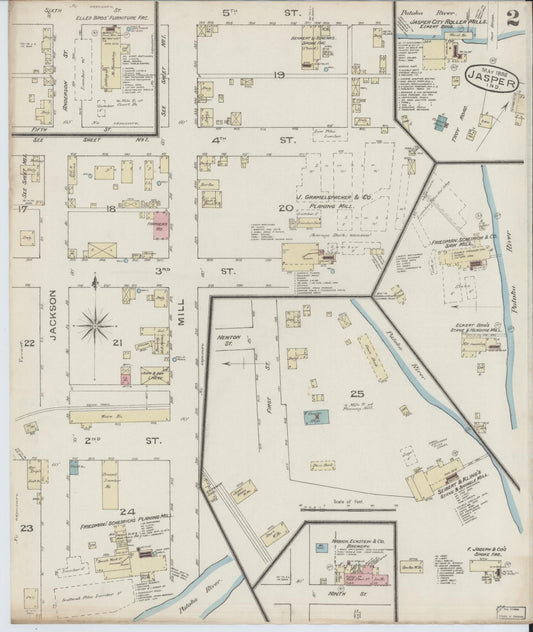 Sanborn Fire Insurance Map from Jasper, Dubois County, Indiana (1886), Sheet #0002 - Historic Sanborn Fire Insurance Map Print, vintage old map wall art, antique decor, genealogy gift, Indiana Indiana map