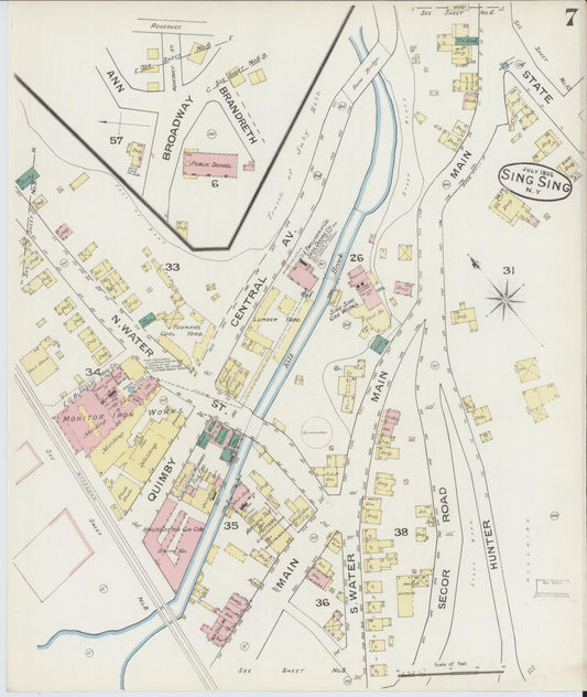 Sanborn Fire Insurance Map from Sing Sing, Westchester County, New York (1886), Sheet #0007 - Historic Sanborn Fire Insurance Map Print, vintage old map wall art, antique decor, genealogy gift, New York New York map