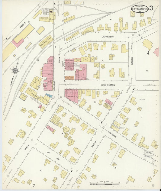 Sanborn Fire Insurance Map from Cattaraugus, Cattaraugus County, New York (1913), Sheet #0003 - Historic Sanborn Fire Insurance Map Print, vintage old map wall art, antique decor, genealogy gift, New York New York map