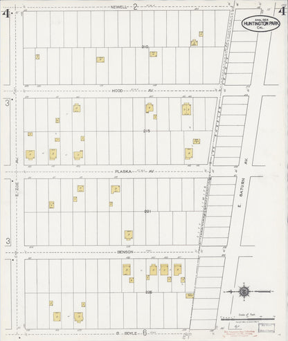 Sanborn Fire Insurance Map from Huntington Park, Los Angeles County, California (1924), Sheet #0004 - Complete Map Set gallery image, historic Sanborn map, vintage wall art, California California