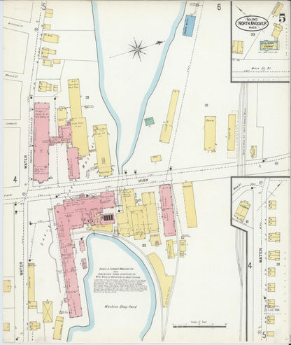 Sanborn Fire Insurance Map from North Andover, Essex County, Massachusetts (1903), Sheet #0005 - Historic Sanborn Fire Insurance Map Print, vintage old map wall art, antique decor, genealogy gift, Massachusetts Massachusetts map