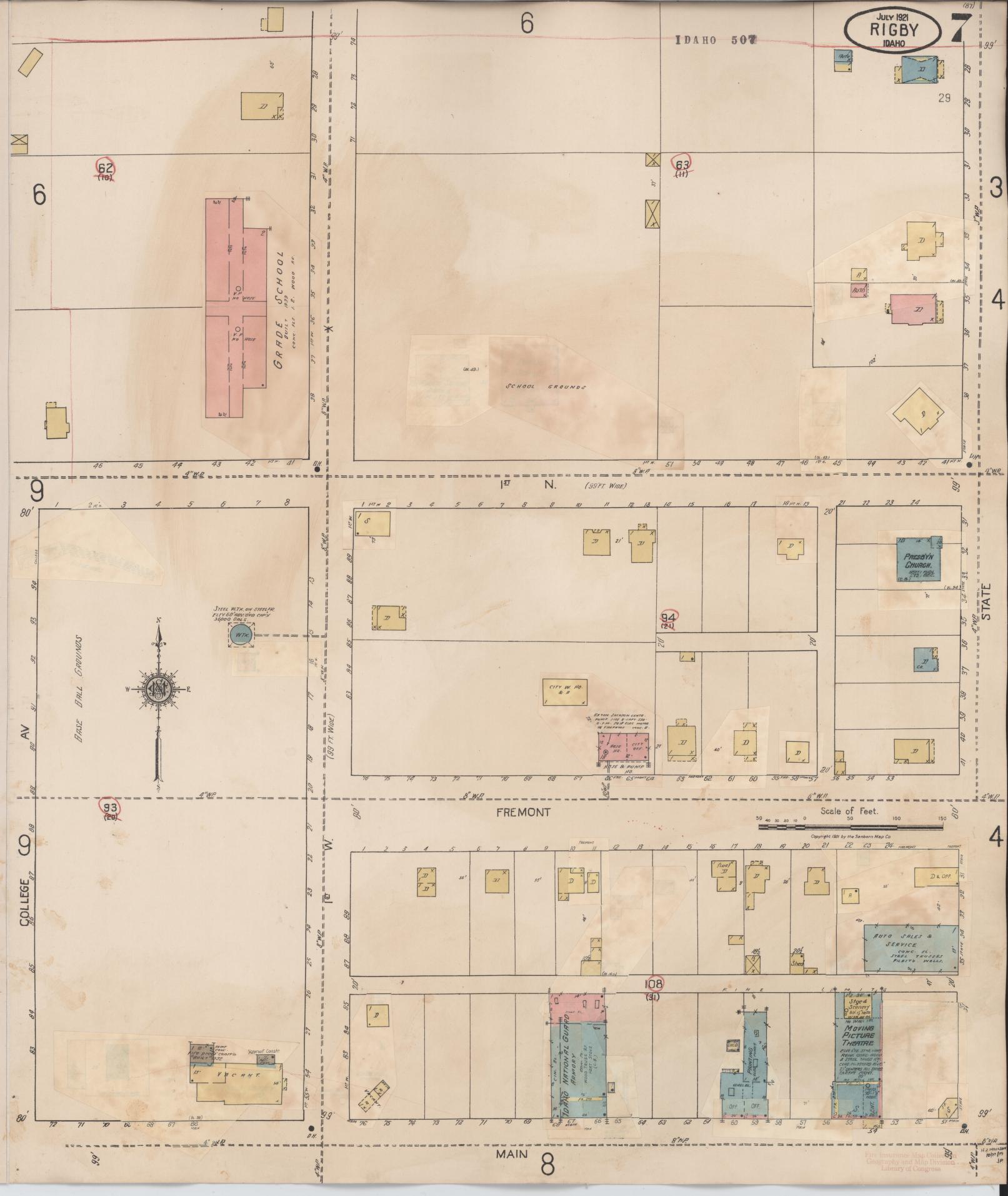 Sanborn Fire Insurance Map from Rigby, Jefferson County, Idaho (1943), Sheet #0007 - Complete Map Set gallery image, historic Sanborn map, vintage wall art, Idaho Idaho
