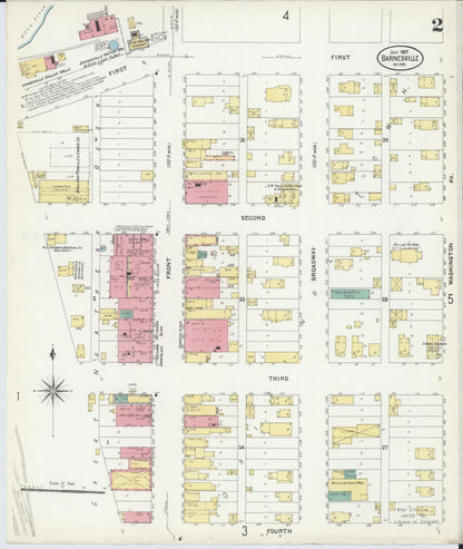 Sanborn Fire Insurance Map from Barnesville, Clay County, Minnesota (1907), Sheet #0002 - Historic Sanborn Fire Insurance Map Print, vintage old map wall art, antique decor, genealogy gift, Minnesota Minnesota map